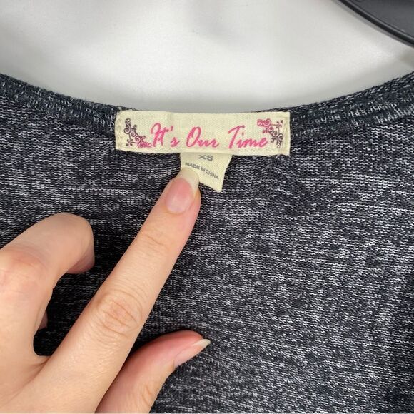 It’s Our Time Women’s Gray Hoodie Duster Cardigan size XS - Picture 2 of 3